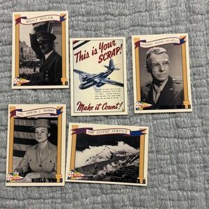 5 Vintage World War 2 Trading Card German President, USA General, WAC Commander